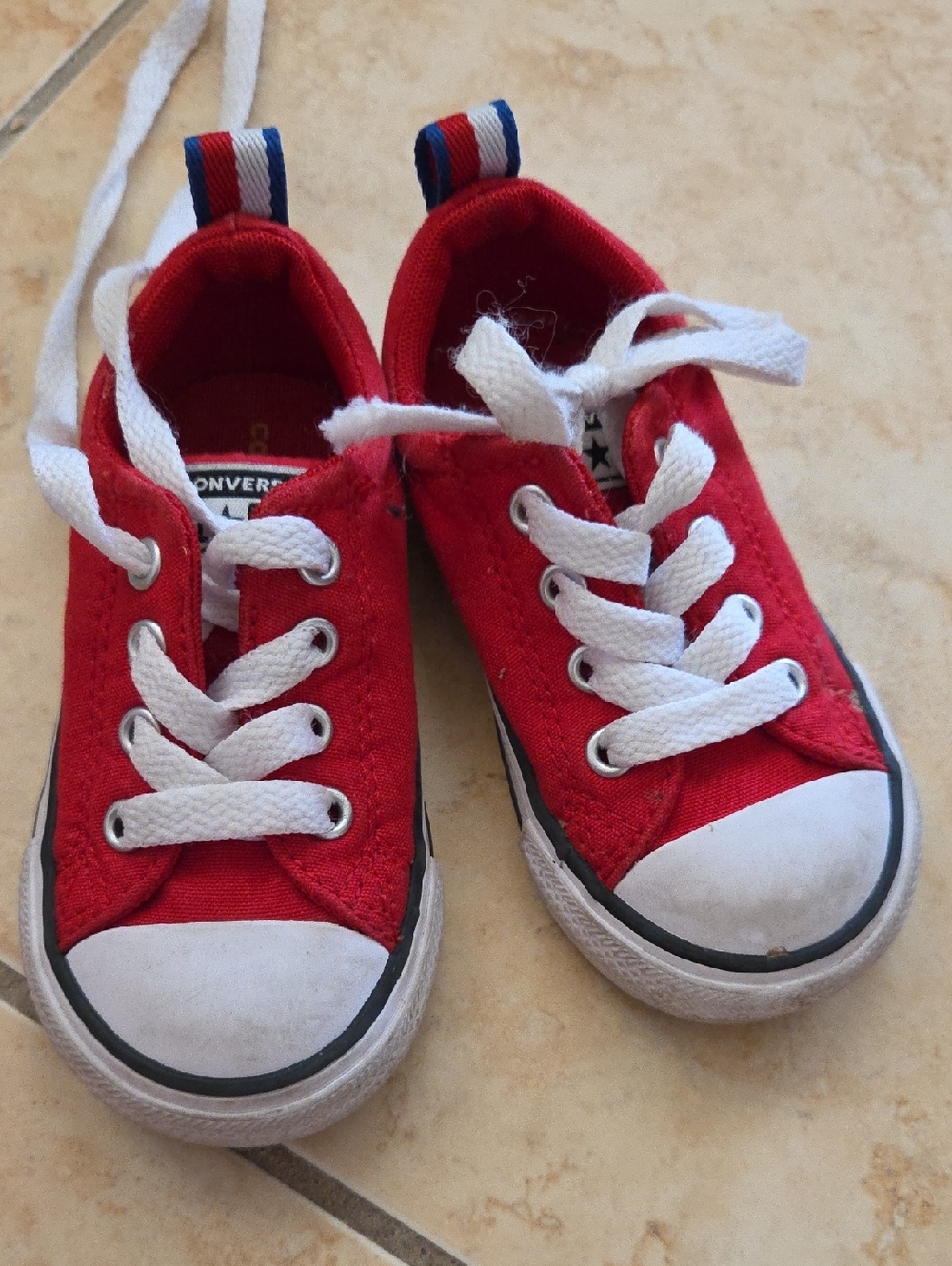 Converse Kids Red Canvas Low-Top Sneakers